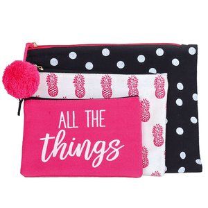 Make-up Bags Olive & Hill Canvas Trio Pouch 3 Pc